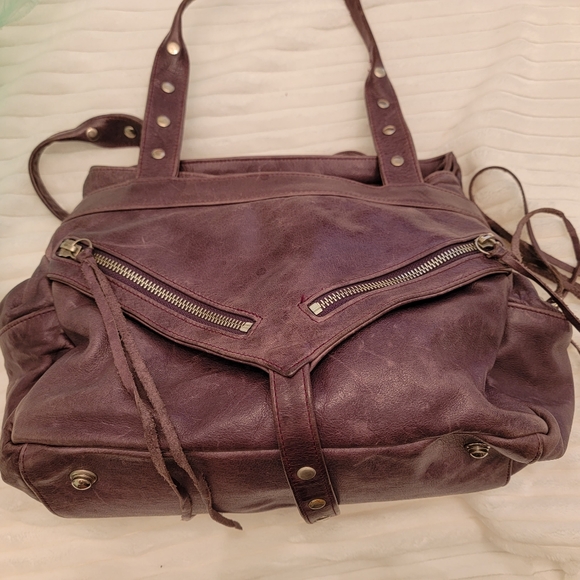 Genuine Leather Botkier Plum Grey Satchel Handbag - Picture 8 of 10